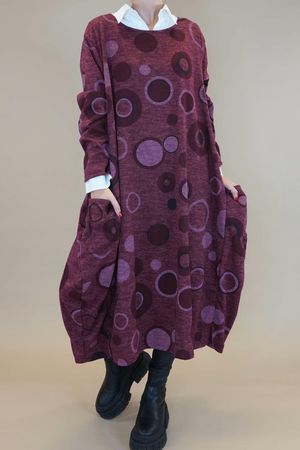 Made in Italy Mighty Hoopla Oversized Fine Knit Cocoon Dress Burgundy 